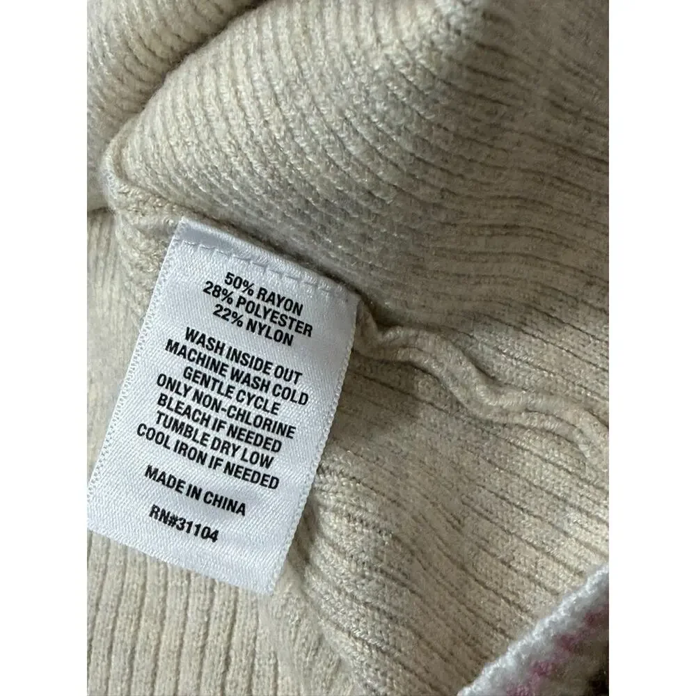 Crown & Ivy Oatmeal Pink Size S Soft Cozy Cardigan Sweater Light Academia Preppy